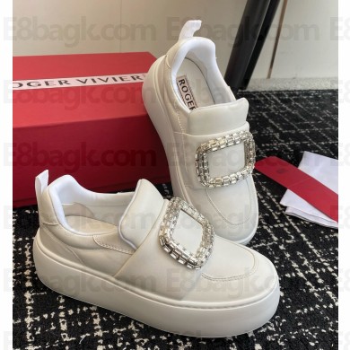 Roger Vivier Viv' Strass Buckle Sneakers in leather white 2024