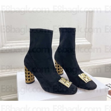 Dior Icon Heeled Ankle Boot in black Suede Goatskin heel 8cm 1022-2024