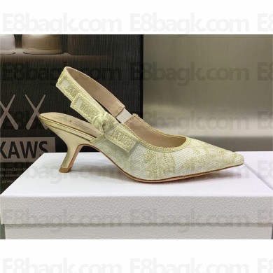 Dior Heel 6.5cm White and Gold-Tone Cotton Embroidered J'Adior Slingback Pump 2023