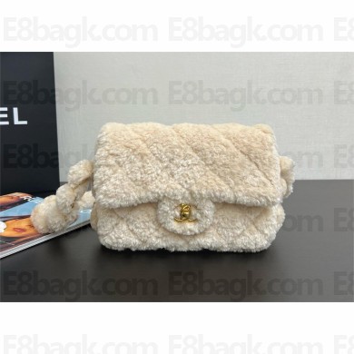 chanel Shearling Lambskin & Gold-Tone Metal Light Pink small flap bag AS5193 2024