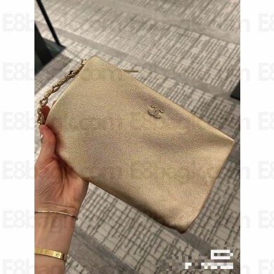 chanel Lambskin, Strass & Gold-Tone Metal gold pouch with handle AP4281 2024