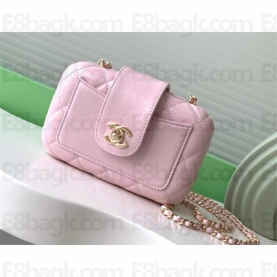 chanel Lambskin Light Pink Clutch With Chain AP4310 2024