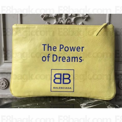 Balenciaga Bazar Lambskin Pouch Yellow 2018