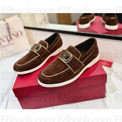 Valentino men's VLogo Signature suede loafers in coffee 2024