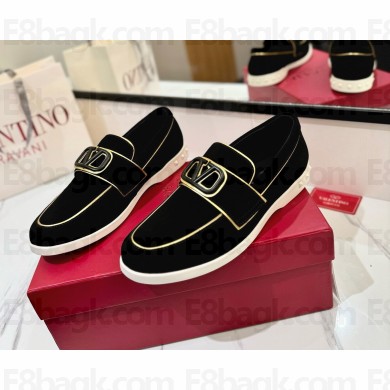 Valentino men's VLogo Signature suede loafers in black 2024
