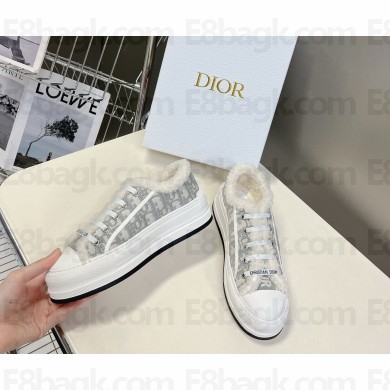 Dior Walk'n'Dior Platform Sneaker in grey Multicolor Embroidered Cotton with shearling 2024