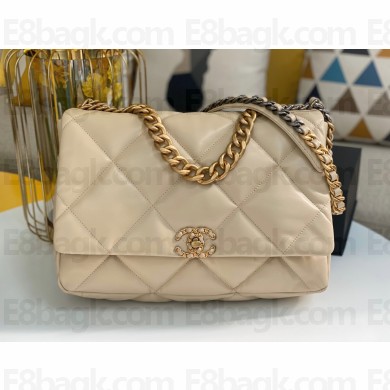Chanel 19 Maxi Leather Flap Bag AS1162 Beige 2020
