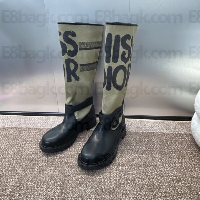 DIOR d major boot black calfskin and cotton with khaki miss dior graffiti print 2024