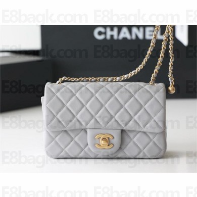 chanel Gold BALL LEATHER SMALL flap bag AS1787 PALE GRAY(ORIGINAL QUALITY)