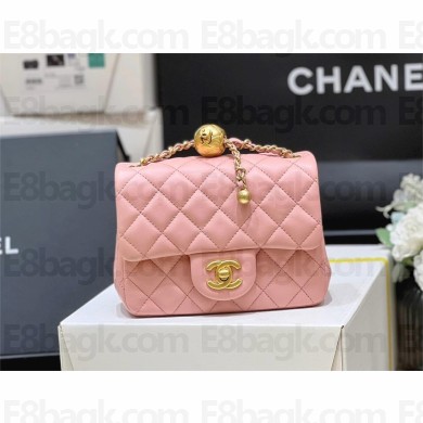 chanel Gold BALL LEATHER MINI flap bag AS1786 pink (ORIGINAL QUALITY)