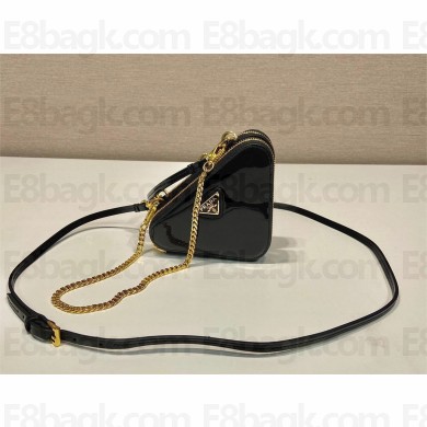 Prada Triangular patent leather mini pouch 1NR015 black 2024