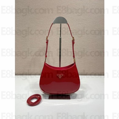 Prada Cleo Shoulder Bag 1BC169 red in patent leather 2023