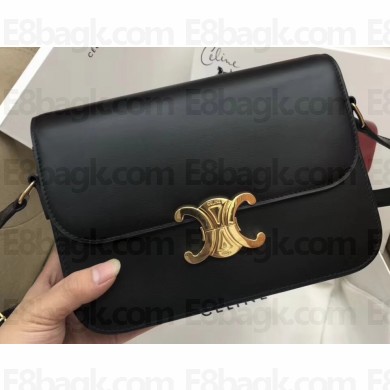 Celine Shiny Calfskin Medium Triomphe Bag Black 187363 2019
