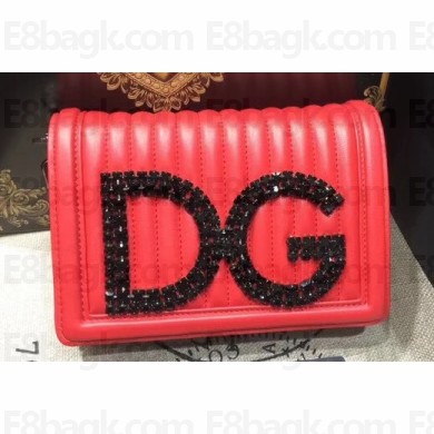 Dolce & Gabbana DG Girls Shoulder Bag In Quilted Nappa Leather Red 2018