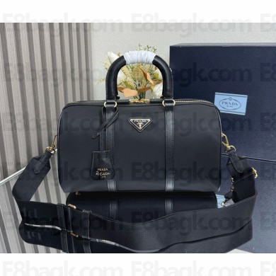 Prada Re-Edition 1978 medium Re-Nylon and Saffiano leather top-handle bag 1BB233 black 2024