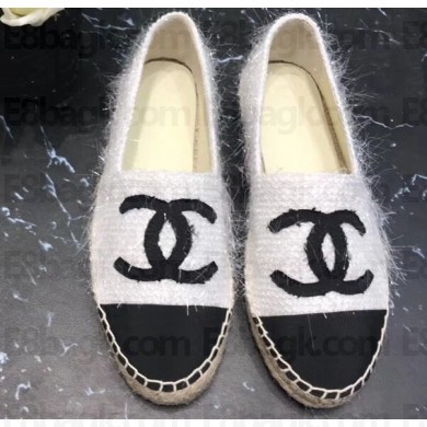 Chanel CC Logo Tweed Fabric Espadrilles G34436 White 2019