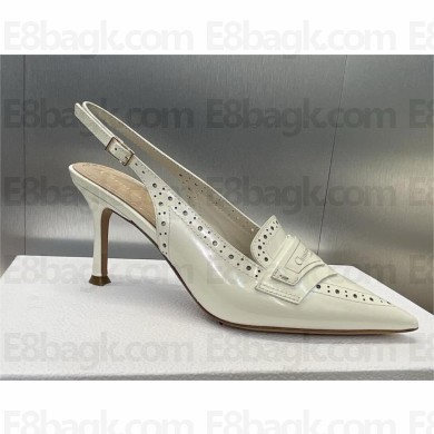 DIOR HEEL 8CM White Calfskin Boy Slingback Pump 2024