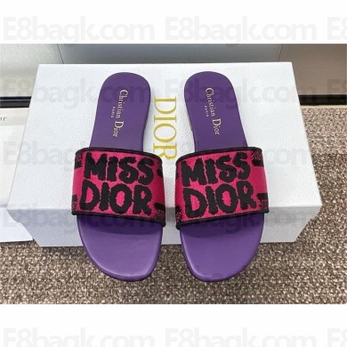 DIOR fuchsia and black embroidered cotton dway slide 2024