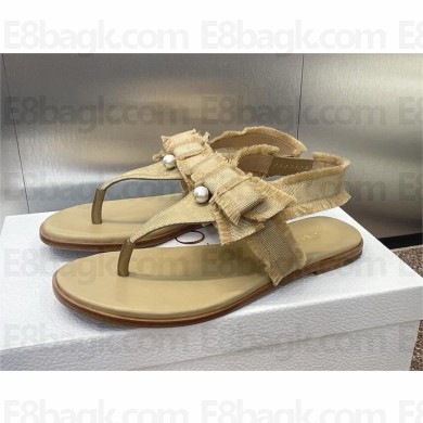 DIOR adiorable thong sandal beige in fringed grosgrain 2024