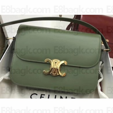 Celine Shiny Calfskin Medium Triomphe Bag Light Green 187363 2020