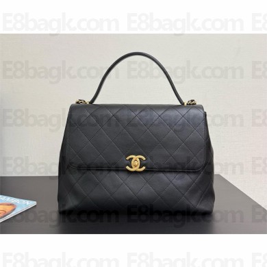 Chanel black Maxi Flap Bag with Top Handle AS5543 2025SS
