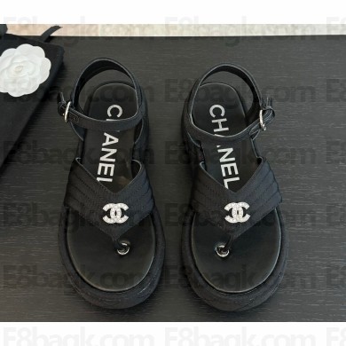 Chanel Sandals Grosgrain Black G46108 2024