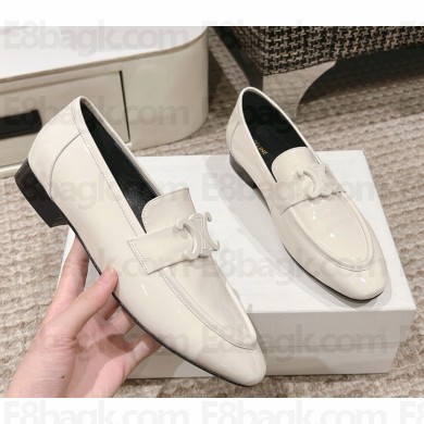 Celine women's patent leather loafers in white 1127-2024