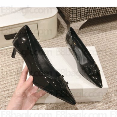 Celine women's patent leather pumps in black heel 5cm 1127-2024
