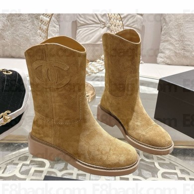 Chanel heel 4cm Suede Calfskin ankle Boots in beige 1115-2024
