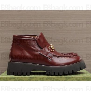 Gucci Women/men leather ankle boot with Horsebit 764206 red  2024