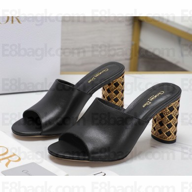 Dior Icon Heeled Slide Black Calfskin heel 8cm 1115-2024