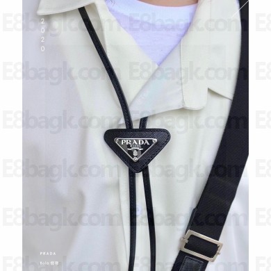 prada Saffiano leather bolo tie black