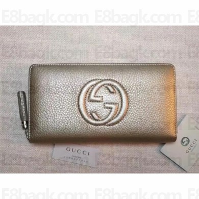 GUCCI SOHO WALLET 308004 IN GRAINED LEATHER metallic gold