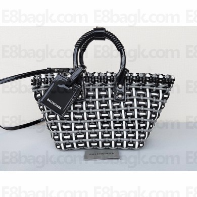 Balenciaga Bistro XS Basket With Strap Shoulder Bag Black/White 2022