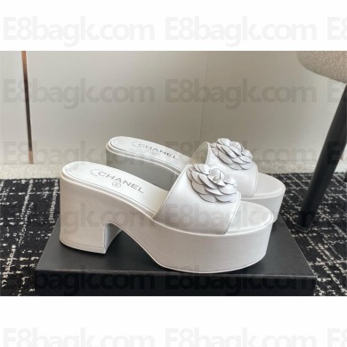 CHANEL Flower Patterns Open Toe Platform mules white 2024