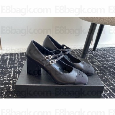 Chanel heel 6.5cm Lambskin & Grosgrain Mary Janes G45696 black 2024 