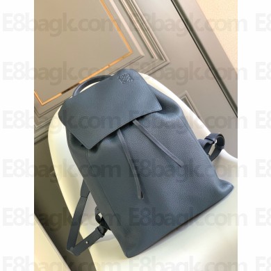 LOEWE Men's Anagram Leather Drawstring Backpack In navy blue