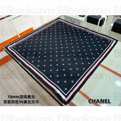 chanel Black, Ecru & Pink silk square scarf AAA777 2025
