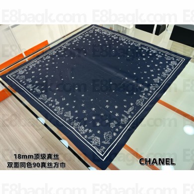 chanel Black silk square scarf AAA657 2025