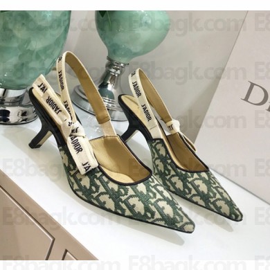 Dior J’Adior Slingback Heel 65mm Pump in Oblique Canvas Green 2018