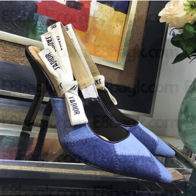Dior J’Adior Heel 95MM Slingback Pump in Denim Patchwork 2018
