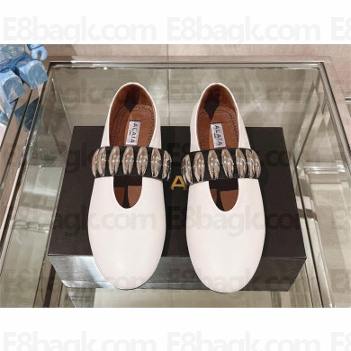 Alaïa Tribale embellished suede MARY JANE FLATS white 2025