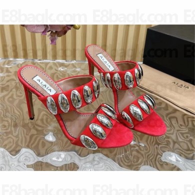 Alaïa Tribale embellished suede mules red 2025