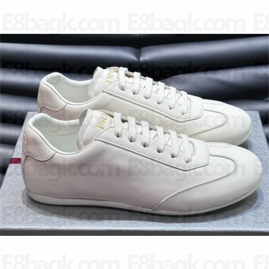 Prada leather sneakers 2EG430 WHITE 2024