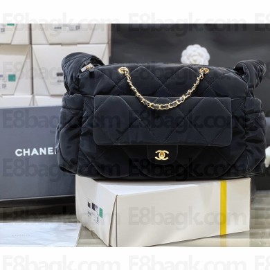 chanel coco neige black velvet shoulder bag  AS5055 2024(original quality)