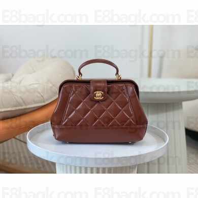 CHANEL Shiny Lambskin & Gold-Tone Metal caramel Small Bag with Top Handle AS4959 2024(ORIGINAL QUALITY)
