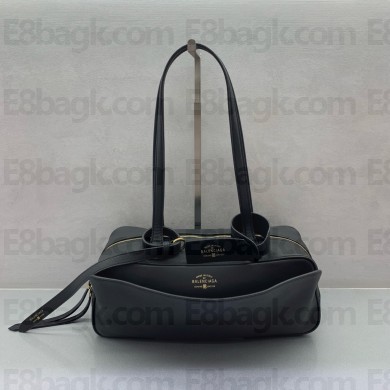 balenciaga Carrie Small leather bowling bag BLACK 2025