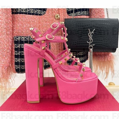 Valentino Garavani Rockstud platform leather sandals 155mm pink 2023
