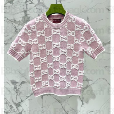 GUCCI PINK GG wool bouclé jacquard top 2025