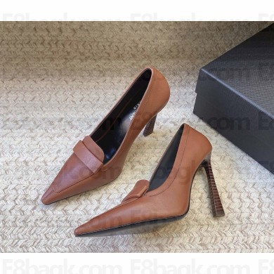 Saint Laurent  D'ORSAY pumps in smooth leather brown heel 10cm 1104-2024